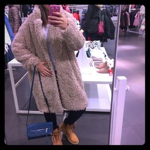 NWT long faux fur coat